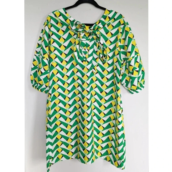 P.A.R.O.S.H. Geometric Poplin Puff Sleeve Dress - Picture 3 of 6